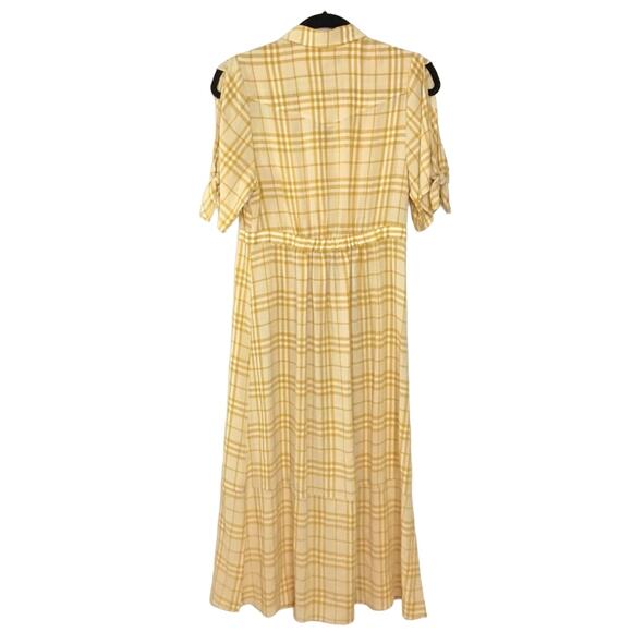 Whistles‎ Alphina check midi dress pastel yellow plaid NWT - Picture 6 of 10